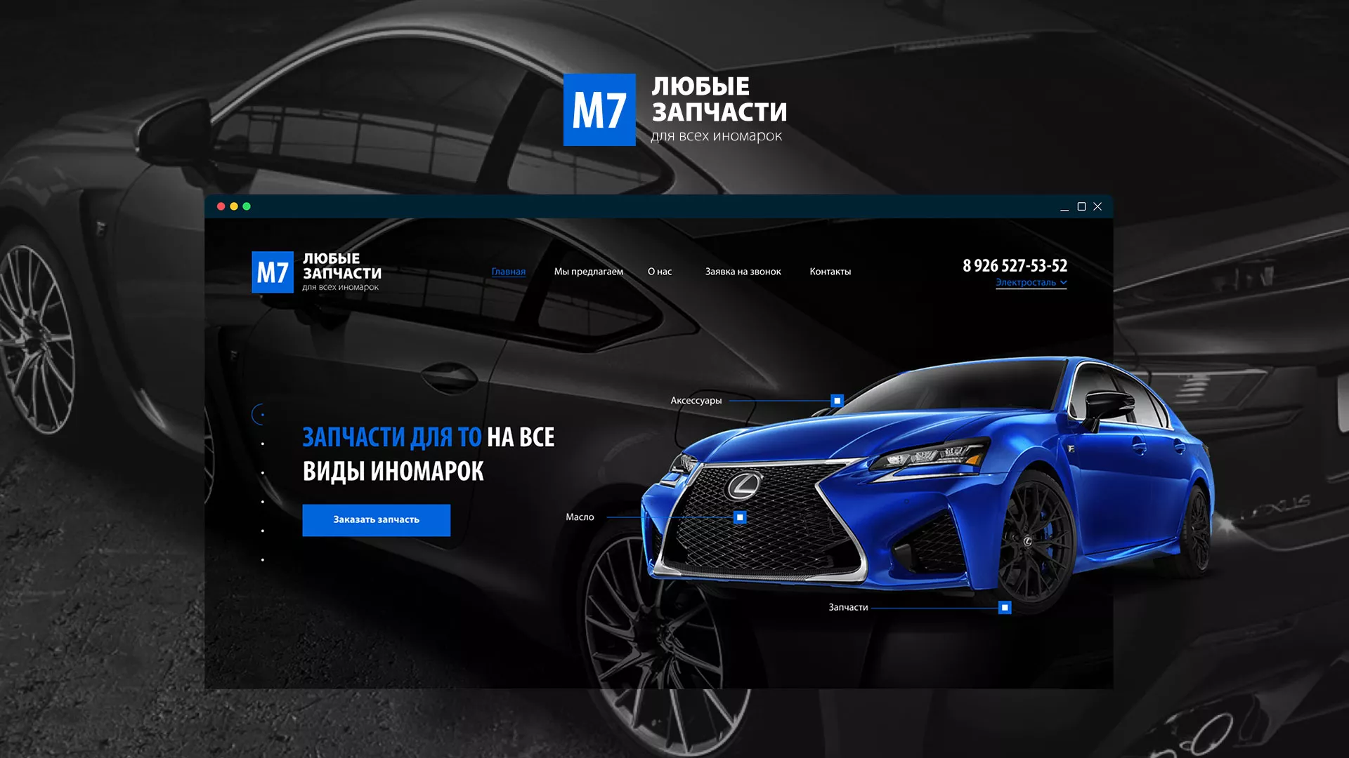 Разработка сайта магазина автозапчастей «М7» в Лукоянове